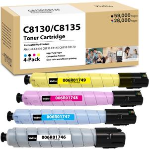 AltaLink C8130 C8135 Toner Cartridge with New Chip Replacement for Xerox 006R01746 006R01747 006R01748 006R01749 for AltaLink C8130 C8135 C8145 C8155 C8170 Printers Ink, 4-Pack C8145 Toner Supplies