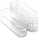 BINO | Stackable Storage Bins, Small - 4 Pack | The Stacker Collection | Clear Plastic Storage Bins | Organization and Storage Containers for Pantry & Fridge | Multi-Use Organizer Bins | BPA-Free