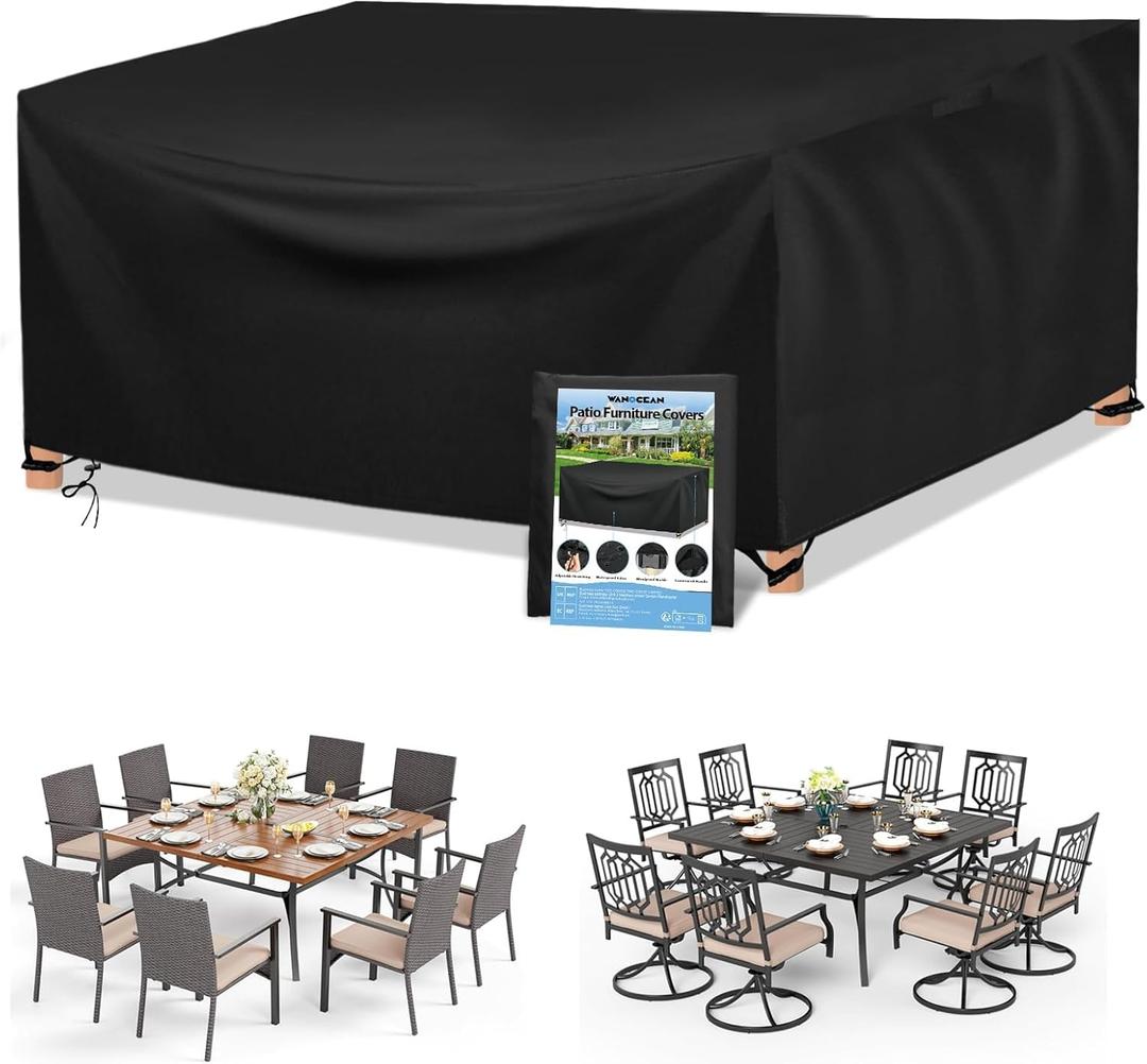 Wanocean Patio Furniture Covers Waterproof, Outdoor Furniture Cover with Storage Bag, Outdoor Table and Chair Cover for Rain, UV, Snow and Dust78" L x 78" W x 33" H