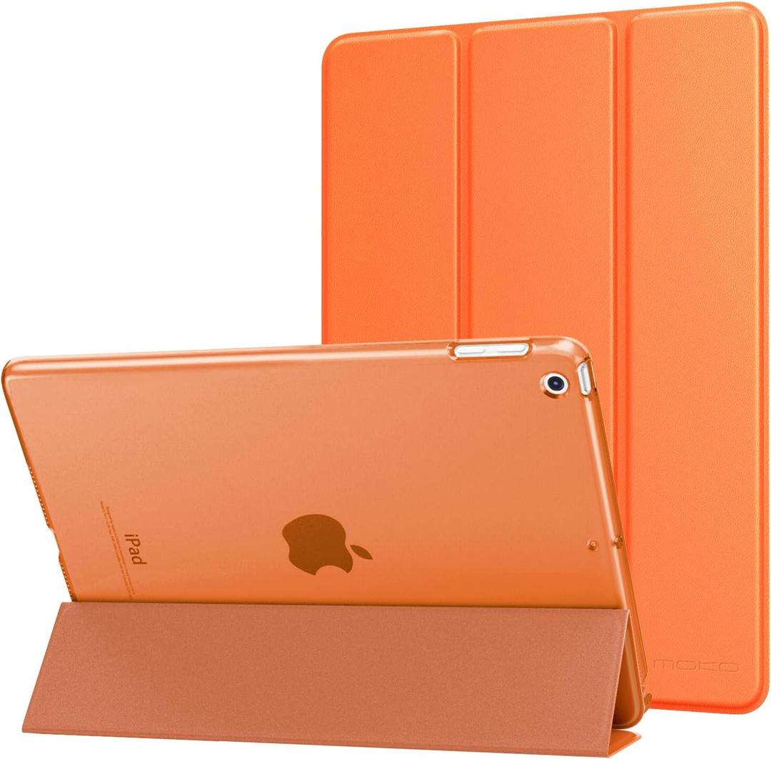 MoKo Case Fit 2018/2017 iPad 9.7 5th/6th Generation, Slim Lightweight Smart Shell Stand Cover with Translucent Frosted Back Protector Fit iPad 9.7 2018/2017, Auto Wake/Sleep, Orange