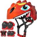 VICTGOAL Toddler Kids Bike Helmet Lightweight 3D Children Bicycle Helmet for Boys and Girls Age 3-8 for Multi-Sport Scooter Cycling Skating (Red-Set)