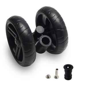 MroMax 5.11 Inch Stroller Wheel Set, 130mm x 33mm Swivel Wheel for 19mm Circular Pipes, Plastic Replacement for Pet Stroller, Black