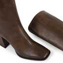 Knee High Boots for Women Tall Boots Womens Chunky Block Heel Dress GoGo Long Boots (11, Brown)