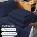Twin XL Size 3 Piece Sheet Set - Comfy Breathable & Cooling Sheets - Hotel Luxury Bed Sheets for Women & Men - Deep Pockets, Easy-Fit, Soft and Wrinkle Free Sheets - Navy Blue Oeko-Tex Bed Sheet Set