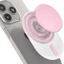 AUROX Magnetic Phone Grip Holder, Expandable Collapsible Mobile Phone Grip Stand Holder with Kickstand for Magsafe Stand Compatible with iPhone 15 14 13 12 Series, Transparent Pink