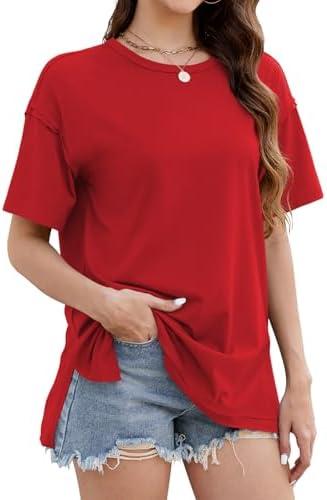 Womens Oversized T Shirts 2025 Summer Short Sleeve Shirts Spring Workout Tops Crew Neck Basic Tee Tops (Medium)