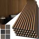 Art3d 4-Pack 108" x 12" Acoustic Wood Panels for Wall, Soundproof Wood Slat Panel for Wall and Ceiling, 3D Fluted Sound Absorbing Paneling for Interior Wall Decor, Living Room, Bedroom - Teak