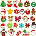 28 Pcs Christmas Iron on Patches Embroidered Sew Applique Repair Patch Glitters Chenille Patches Snowflakes, Santa Claus, Elk, Socks, Snowman for Christmas Clothing Hat Repair Decor DIY