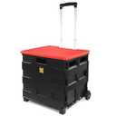 MaxWorks 50919 Portable Rolling Folding Dolly – Black Collapsible Utility Cart with Durable Wheels, Extra Storage & Easy-Fold Design for Shopping, Teaching, and Office Use