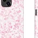 DEENAKIN for iPhone 15 Plus Case - Wireless Charging Compatible - Dual-Layer Hard Shell & Silicone Cover - Protective Phone Case with Trendy Cute Designs for Women - Dainty Pink Blossom