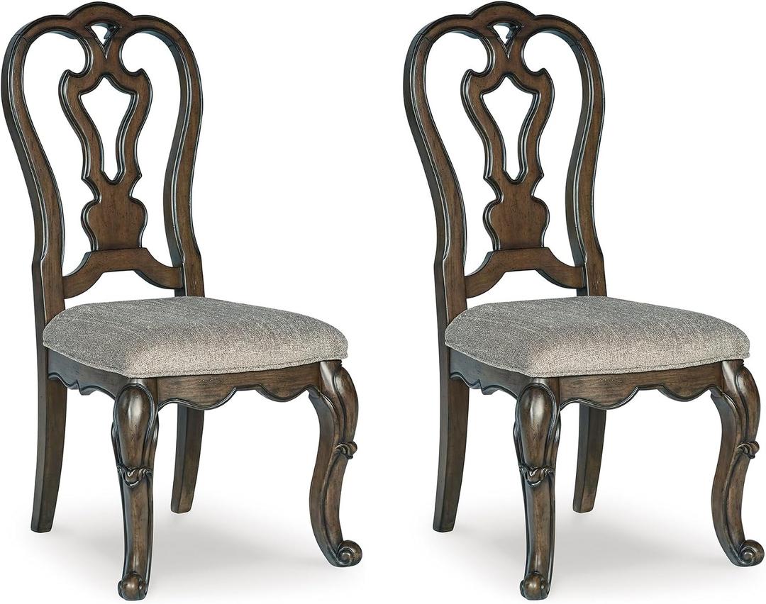 Signature Design by Ashley Maylee Classic Upholstered Armless Dining Chair, Set of 2, Dark Brown, 22"W x 26"D x 44"H