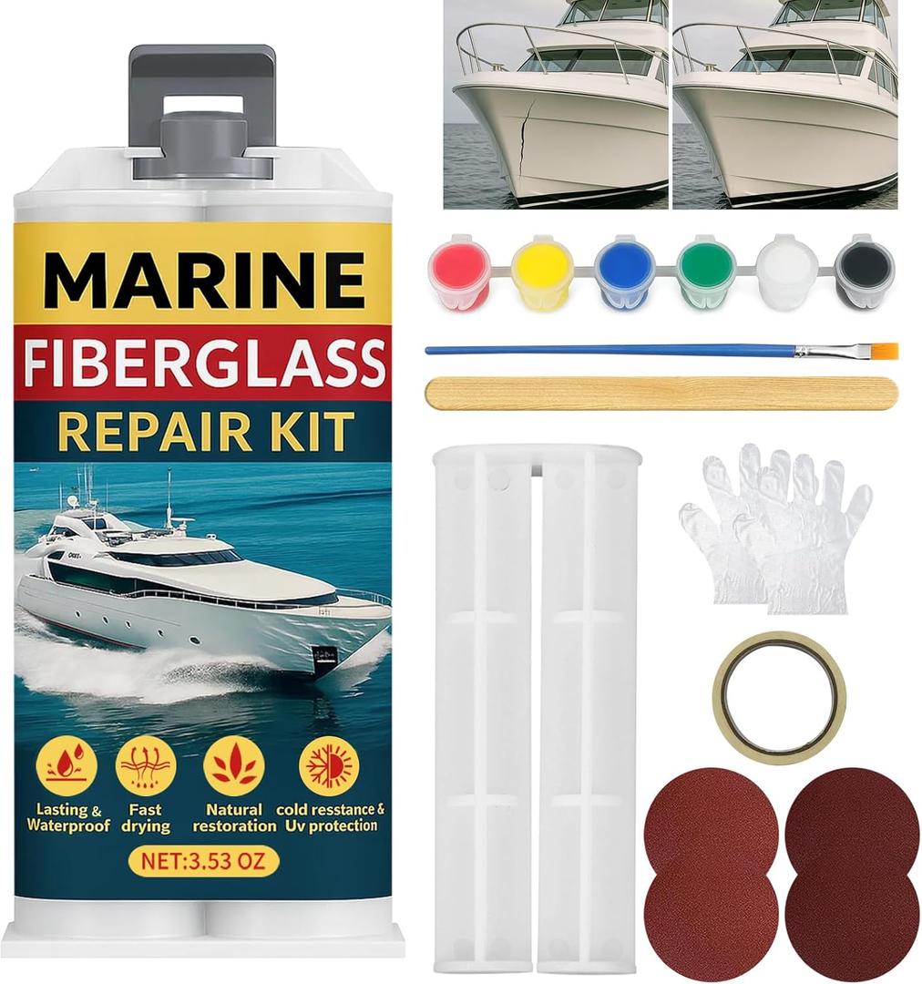 Marine Fiberglass Repair Kit for Boats, Quartz Countertop Repair Kit, Used for Repairing Holes, Gaps, Deep Cracks, Scratches, Color Matching, Etc