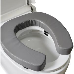 Padded Toilet Seat Cushion with 2-Inch High-Density Foam & Waterproof PU Fabric, U-Shape Padded Toilet Cushion - Secure Hook & Loop Tape, Fits Standard Toilets (Grey)