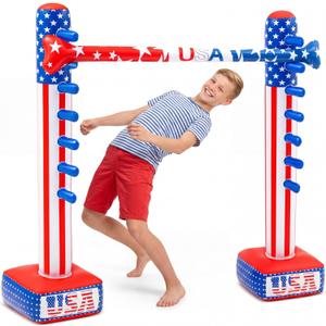 Threan 4th of July Inflatable Limbo Game 250th Anniversary Independence Day Party Game USA Red White Blue Star Patriotic American Flag Inflatable Limbo for Adults Indoor Outdoor Memorial Veterans Day
