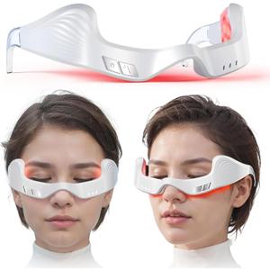 Under-Eye Red Light Therapy Device, 3D Contour Microcurrent Eye Massager for Dark Circles, Puffiness and Fine Lines, Rechargeable Eye Treatment Glasses