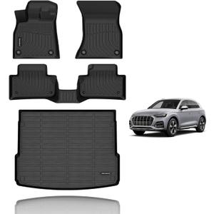 KELCSEECS Floor Mats & Cargo Liner Custom for Audi Q5 (Not for Q5 PHEV Models) 2024 2023 2022 2021 2020 2019 2018 Car Mats Automotive Cargo Mat Floor Liners Trunk Mat Q5 All Weather Trunk Liner