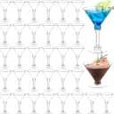 TOFLEN 40 Pack Plastic Martini Glasses, 5 oz Cocktail Appetizer Dessert Shooter Cups, Tall Stemed Wine Glasses for Margarita, Champagne, Party Wine (Stemed 5 Oz (Pack of 40))