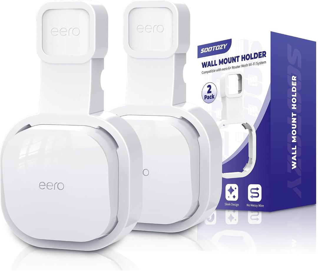 Wall Mount Holder for eero 6 and for eero 6+ Router Mesh Wi-Fi System No Messy Wires, Space-Saving Outlet Wall Mount Holder for eero 6 Plus Extender, Stand Bracket for eero 6+ (White-2pcs)