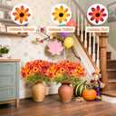Fall Artificial Flowers Mums Mix Autumn Colors for Outdoors Decoration, 6 Bundles Fake Chrysanthemums UV Resistant Faux Silk Floral for Yard Porch Patio Home Table Centerpiece Decoration
