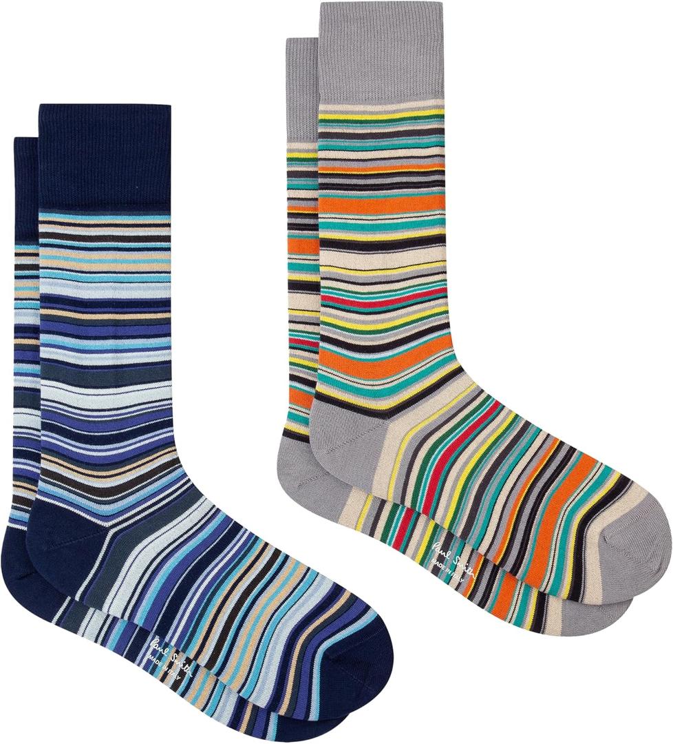 PS Paul Smith Men's Two Pack 'Signature Stripe' Socks, Multicolor, One Size