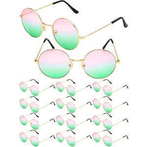 Flutesan 5 Pcs Pink and Green Sunglass Set Witch Party Favor Princess and Witch Sunglass Gift for Women Halloween Photo Prop(Pink Green Gradient)