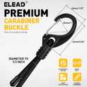 8-Piece 48-inch Adjustable Bungee Cords with Hooks, Heavy Duty Outdoor Carabiner Bungee Straps, Easily Adjust from 7" to 48", Black Super Elastic Cord for Cargo, Camping, Bike Racks, Tents