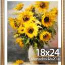 JCJMY 18x24 Vintage Picture Frame with 16x20 Mat, Elegant Retro 18 by 24 Photo Frame with Shatter-Resistant Plexiglass for Wall, Gallery Decor & Gift, Gold, 1 Pack