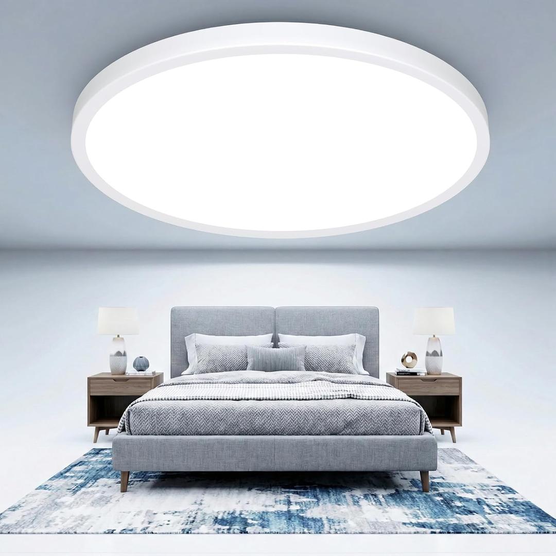 16.5Inch LED Flush Mount Ceiling Light Fixture, 32W LED Ceiling Light 5 Color Temperature in One (2700K-6500K), 4200 LM Super Thin Round Panel Lights for Bedroom, Living Room, Kitchen, Laundry, 1-Pack
