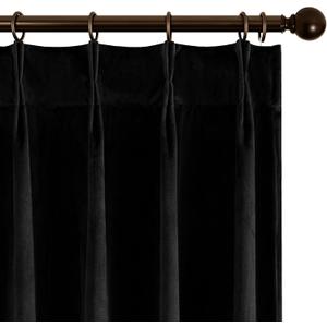 Joydeco Pinch Pleated Velvet Curtains 96 Inch Long 2 Panel Set for Living Room Bedroom, Back Tab Blackout Drapes with Adjustable Hooks (40W x96L,Black)
