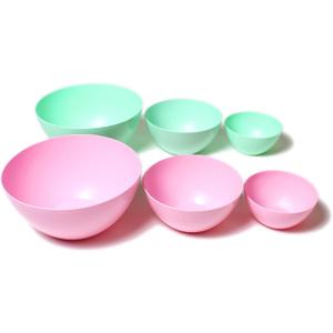 Plastic Bowls for Serving and Mixing - 6 PCs - Reusable Snack Cereal Salad Bowl - Microwaveable and Dishwasher Safe Small Nesting Chip Camping Outdoor - Pink/Green