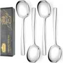 4 Piece Stainless Steel Serving Spoons Set - 4 Large Spoons, 9.2-Inch, Dishwasher Safe, for Parties/Kitchen/Buffet/Catering (Silver)