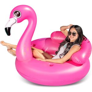 JOYIN Inflatable Flamingo Tube, Pool Float, Fun Beach Floaties, Swim Party Toys, Summer Pool Raft Lounge for Adults & Kids, with 2 Cup Holders and Head Rest