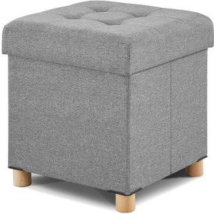 BRIAN & DANY Ottoman with Storage, Square Small Storage Ottoman Foot Rest with Legs, Ottomans Foot Stool for Dorm, Living Room, Entryway 14.8"x14.8"x17.8" (Light Gray), 15"D x 15"W x 15"H