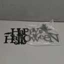 Halloween Decorations Happy Halloween Metal Sign Gothic Wall Decor with Bats and Witches Decor Black Hanging Yard Sign Metal Word Wall Art for Front Door Window Haunted House, 15.7 Inch