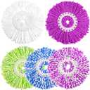 NICEMOVIC 5 Pack Spin Mop Replacement Head for 360 Spin Mop System, Round Shape Standard Universal Size Mop Head, Microfiber Spin Mop Refills Easy Cleaning and Machine Washable