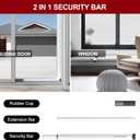 AceMining Sliding Door Security Bar,Heavy Duty Sliding Patio Door Lock Bar, 20-50inch Adjustable Multi-use Window Security Bars, Sliding Door Stopper,White,1Pack