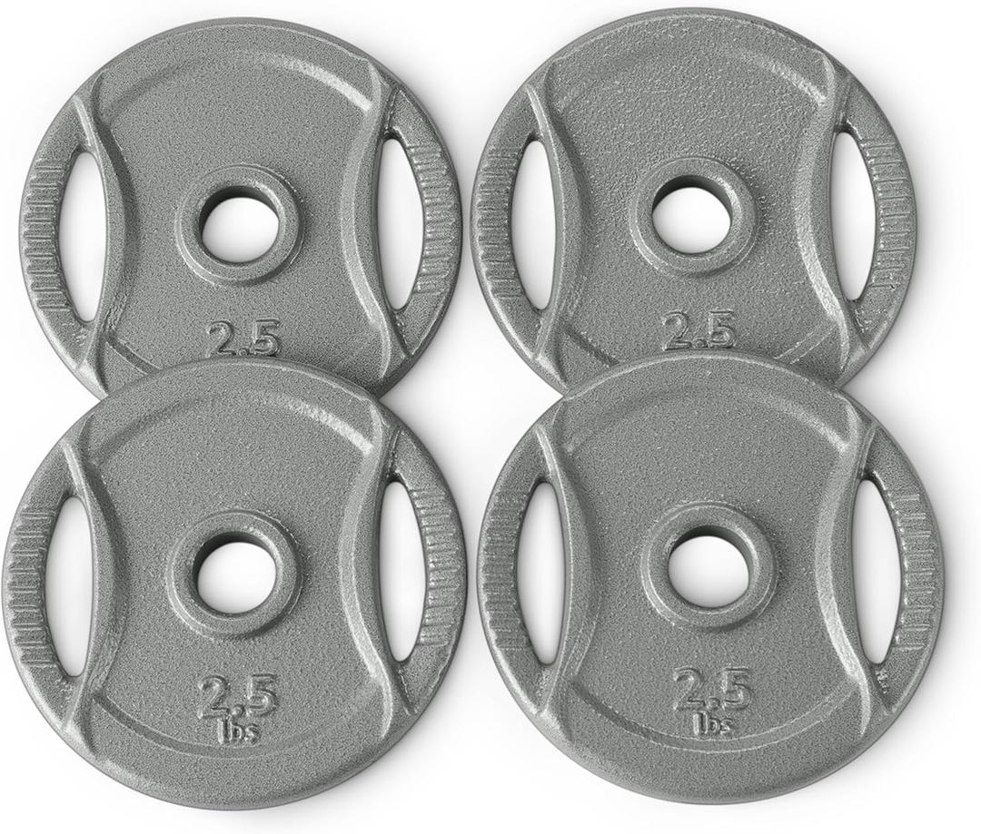 Amazon Basics 1-Inch Cast Iron Grip Weight Plates (2.5 lb, 4pc, 1")