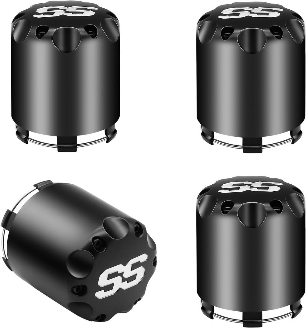 Drive-up Golf Cart Black SS Center Caps, Golf Cart ITP SS Wheel Center Hub Cap for Club Car EZGO Yamaha Models Wheel-4 Black Packs (Height 3.21" / Outer Diameter 2.75")