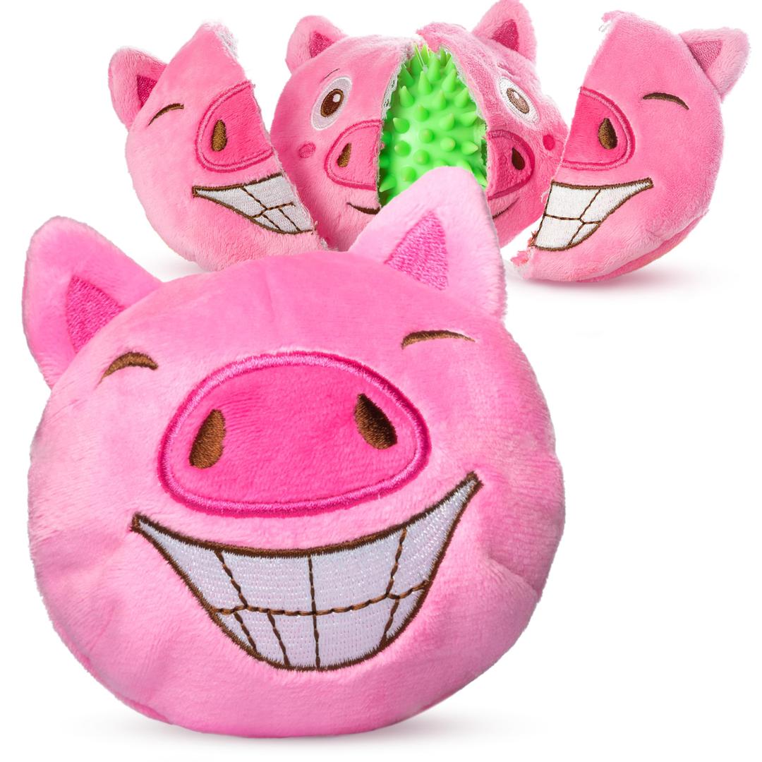 Dog Toys for Aggressive Chewers (3in1) - Squeaky Toys Interactive for Medium Dogs, Large & Small Breeds - Puppy Teething Chew Toy - Juguetes Perros - Pig (Pink)
