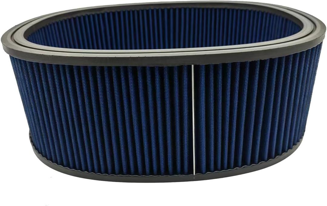 1 PC SHLPDFM Blue 14" X 5"Air Filter Element Round High Flow Washable & Reusable Round Air Filter Element Replacement Fits for Buick, Chevrolet, GMC, Ford, Mopar, Oldsmobile, Pontiac