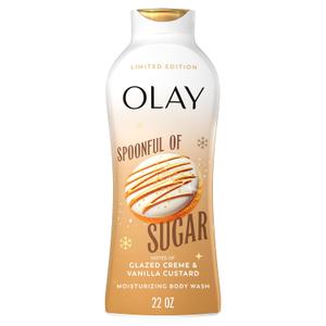 Olay Body Wash for Women, Hydrating & Moisturizing, Holiday Edition, With Plant Based Cleansers, B3 Complex, For All Skin Types, Spoonful of Sugar with Glazed Crme & Vanilla Custard Scent, 22 fl oz