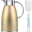 61oz Coffee Carafe Airpot Insulated Coffee Urn Stainless Steel Vacuum Thermal Pot Flask Dispenser for Coffee, Hot Water, Tea, Hot Beverage - Keep 12 Hours Hot, 24 Hours Cold (Gold)