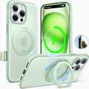 TORRAS O3 Fitness for iPhone 16 Pro Case Magnetic Stand, Fit for MagSafe, 360 Rotatable Stable Stand, Camera Control Button, Military-Grade Shockproof, Slim & Sleek, Mint Green Translucent
