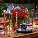 Honoson 6 Pcs 4th of July Taper Candles 10.6 Inch Patriotic Flameless Candles Battery Operated Red White and Blue LED Candlesticks for Independence Day Dinner Table Home Party Decoration