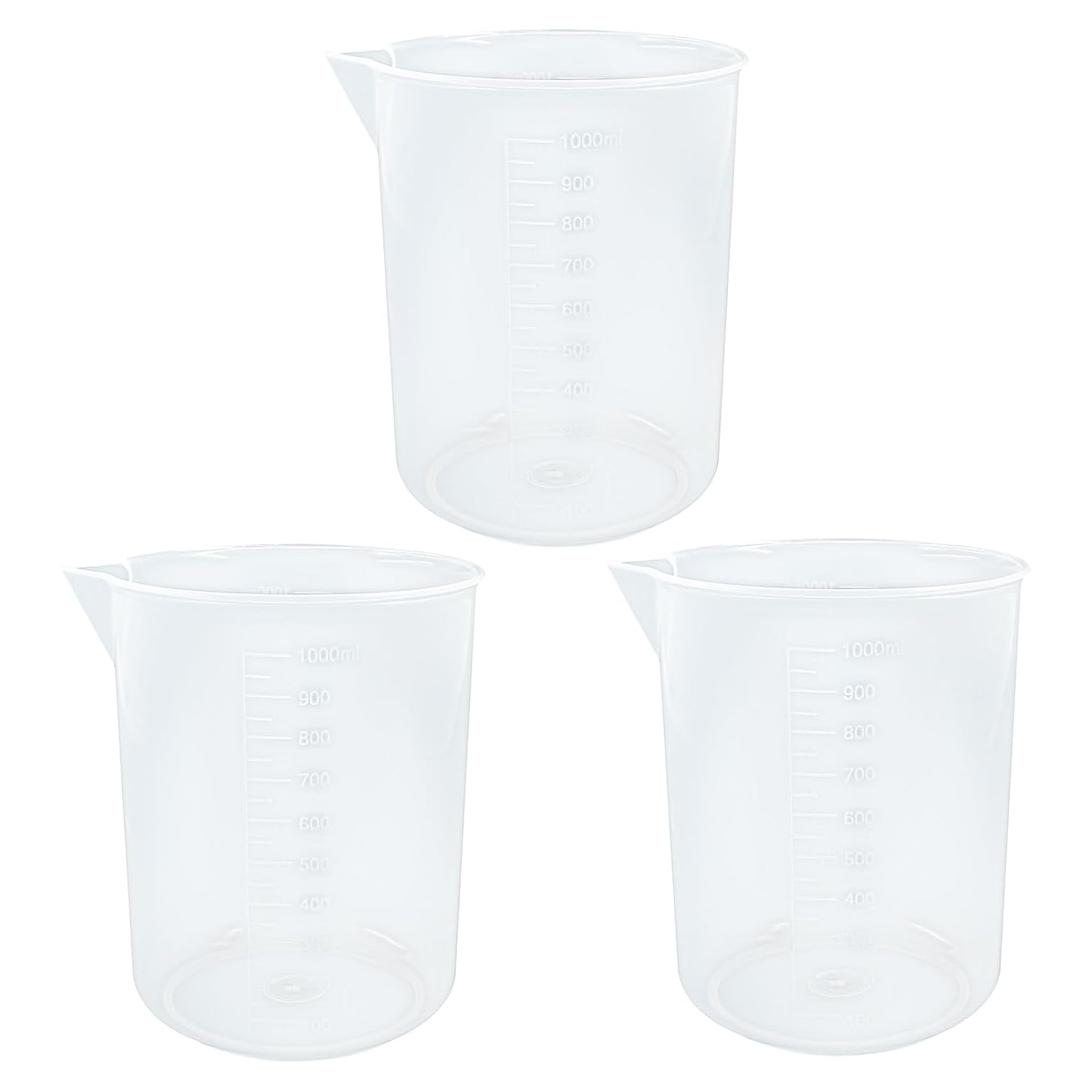 Waziaqoc 3 Pack 1000ml/34oz Plastic Graduated Beaker, 1L Measuring Cup