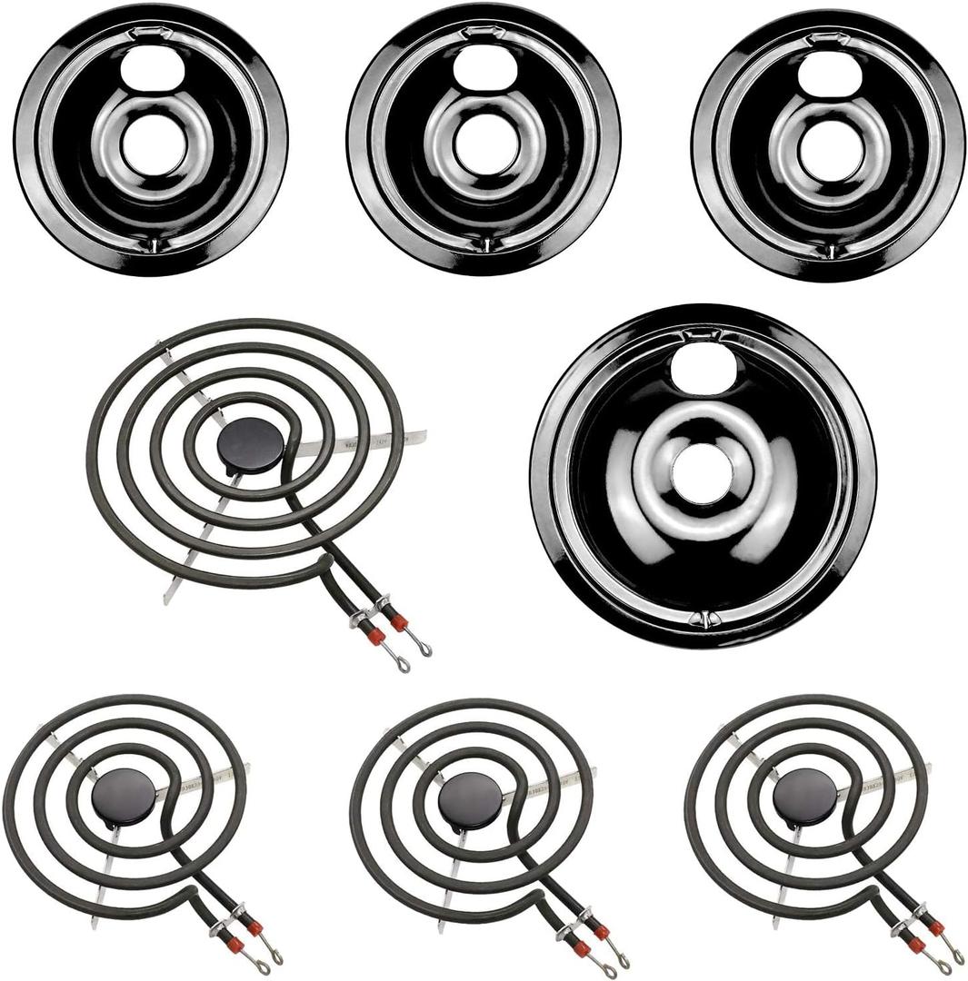 WB31M20 and WB31M19 Porcelain Burner Drip Pan Bowls & SP22YA Stove Burners Range Surface Element Replacement