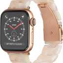 MAIRUI Resin Watch Band Compatible with Apple Watch for Women Men 41mm/40mm/38mm Series 9/8/7/6 SE Slim Bands Strap Bracelet Wristband for iWatch 5/4/3/2/1/Ultra/Ultra 2(Pink Tan)
