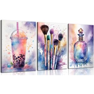 Tween Teen Girls Bedroom Wall Art Makeup Canvas Prints 16x24in Framed
