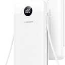 VEGER AC Wall Plug Portable Charger, 10000mah Slim Portable Charger Built in Cables, USB C Power Bank 15W Fast Charging, Travel Essential Battery Pack Compatible with iPhone, Android and More(White)