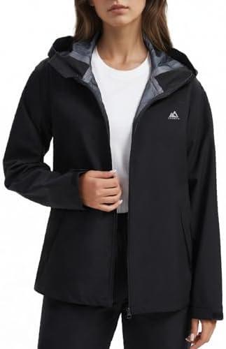 LAZAWG Rain Jacket Women Waterproof Lightweight Raincoat with Hood Windbreaker Rain Coat for Outdoor Travel.M